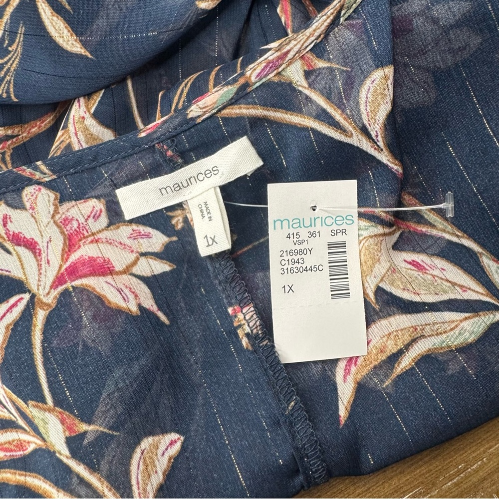 Maurices Boho Floral Long Sleeve Metallic Kimono Size 1X NWT Bohemian Resortwear - Picture 12 of 14